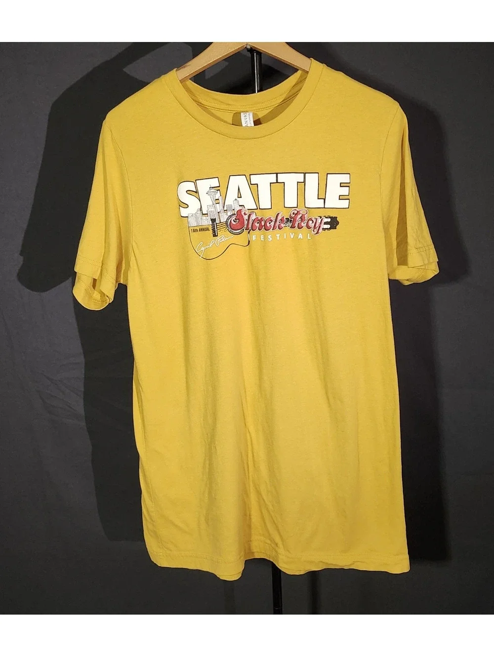 Bella+Canvas Seattle Slack Key Festival Graphic Tee Yellow Men’s L Crew Neck 091